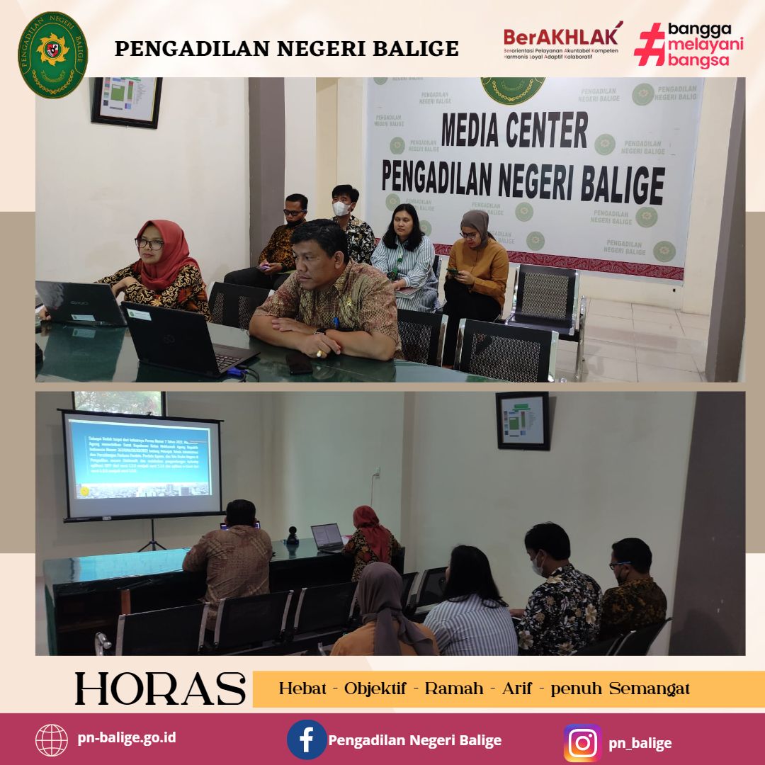 Pembinaan Teknis dan Administrasi Yudisial oleh Pimpinan Mahkamah Agung RI Melalui Aplikasi Zoom pada Hari Kamis 06/07/2023